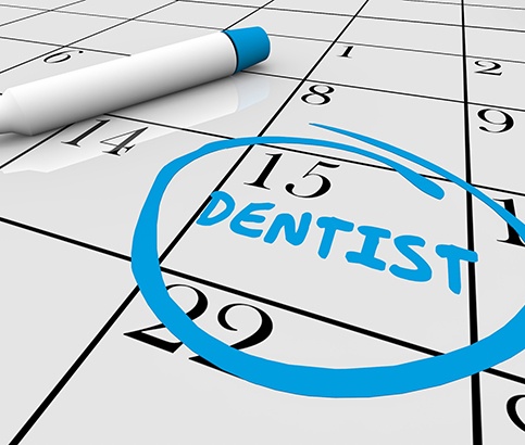 Dentist appointment circled on calendar