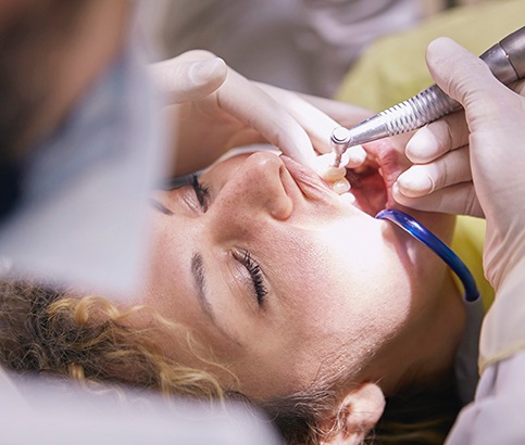 Woman having a dental cleaning