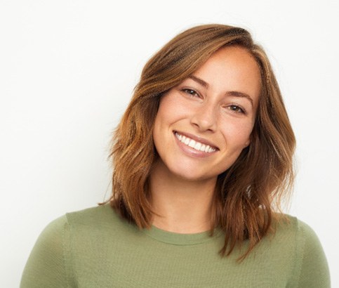 closeup of woman smiling  