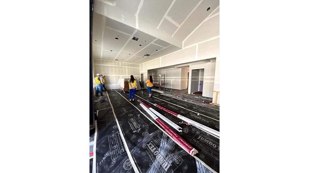 Flooring going down in dental office building