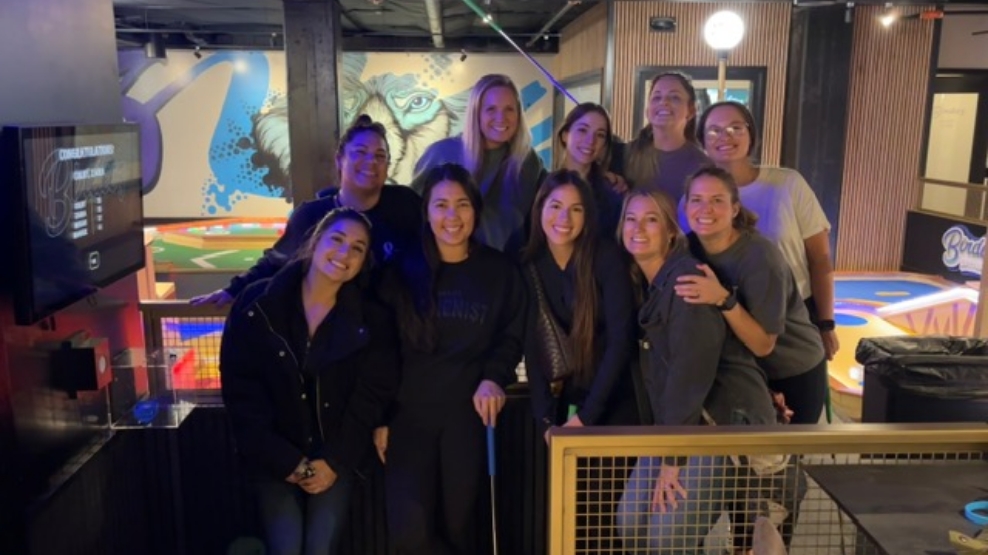 Dental team members at community event
