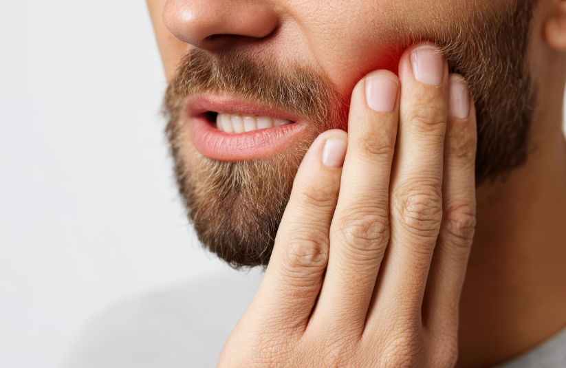 Man clutching his jaw in pain